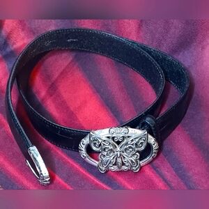 Brighton Black and Silver Butterfly Belt with Size S/M With  Flaws ( See Photos)